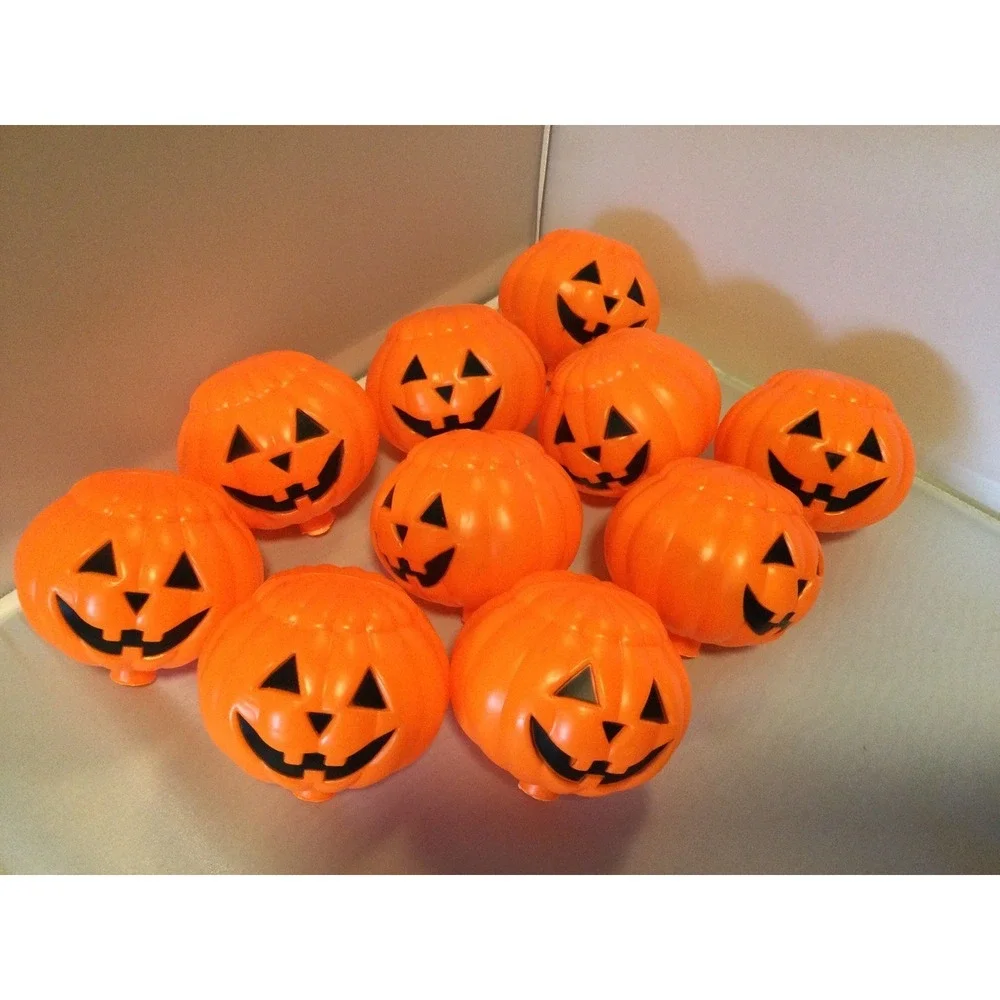 10 Vintage Halloween String Light Covers TRICK or TREAT & PUMPKINS Blow Mold